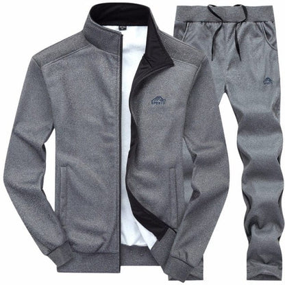 New Men Sets Fashion Sporting Suit Warm Embroidery Zipper Sweatshirt +Sweatpants Men Clothing 2 Pieces Sets Slim Tracksuit