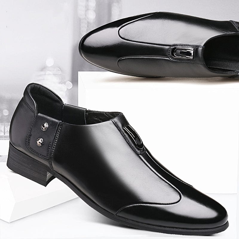 2022 Business Shoes Men Leather Pointed Toe Fashion Outdoor Slip On High Quality Carved Heel Office Wedding Shoes