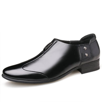 Business Shoes Men Leather Pointed Toe Fashion Outdoor Slip On High Quality Carved Heel Office Wedding Shoes