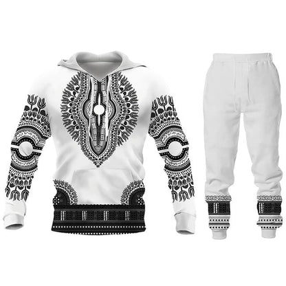 African Print Sweatshirt Hoodie and Pant 2piece Set Men's Brand Fashion Tracksuit Long Sleeve Autumn Winter Men's Clothing Suit