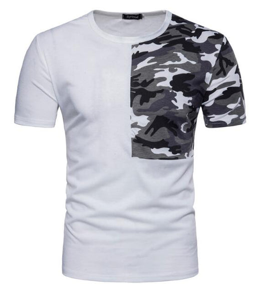 Tricou cămașă cu mânecă scurtă cu cusături de camuflaj casual