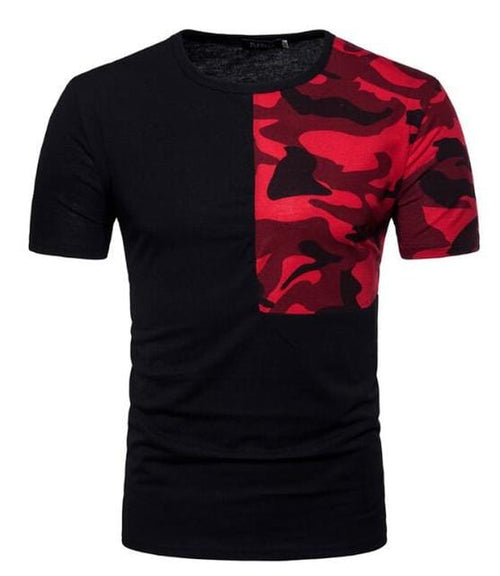 Casual camouflage stitching short-sleeved bottoming shirt T-shirt