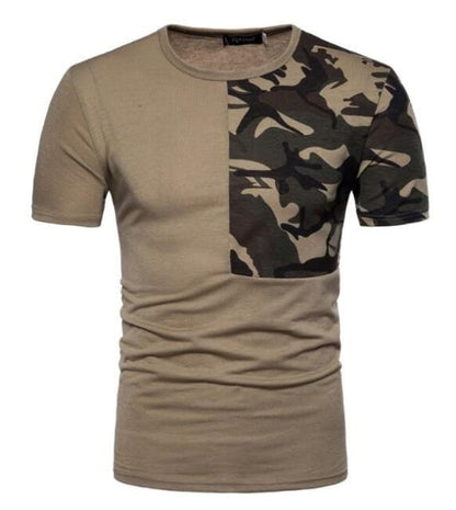 Casual camouflage stitching short-sleeved bottoming shirt T-shirt