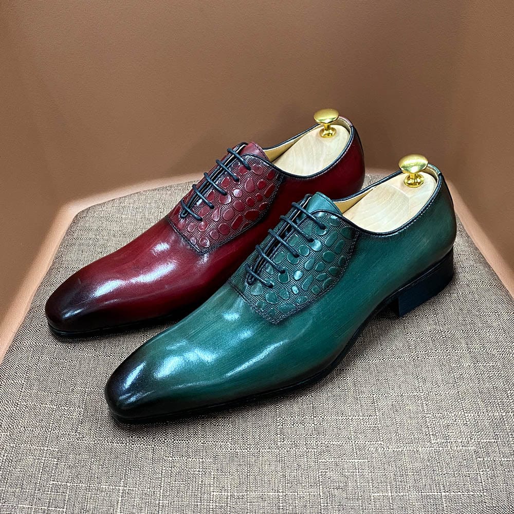 Luxury Men Oxford Genuine Cow Leather Handmade Fashion Social Formal Wear Man Wedding Dress Office Pointed Toe Lace Up Men Shoes