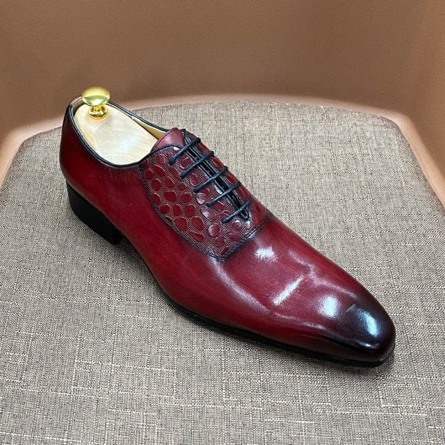 Luxury Men Oxford Genuine Cow Leather Handmade Fashion Social Formal Wear Man Wedding Dress Office Pointed Toe Lace Up Men Shoes