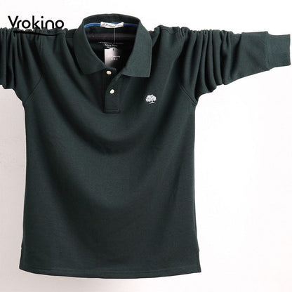 new Men's POLO shirt, men's business casual, cotton, autumn, long sleeves, large size lapel POLO shirt, large size  5XL 6XL