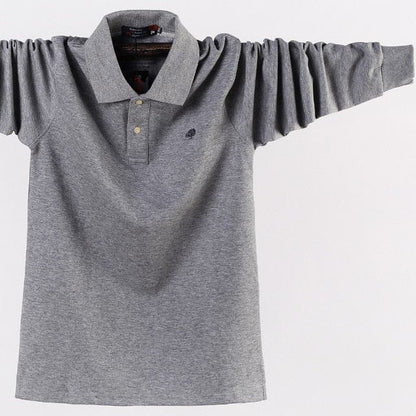 new Men's POLO shirt, men's business casual, cotton, autumn, long sleeves, large size lapel POLO shirt, large size  5XL 6XL