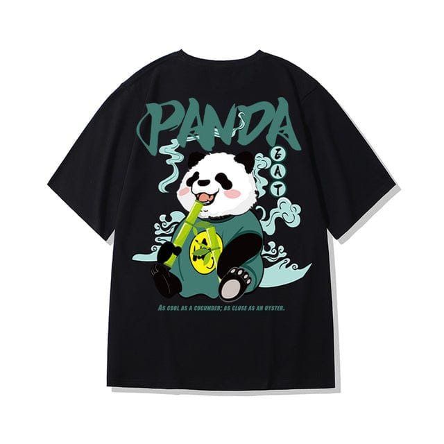 ZAZOMDE  Hip Hop Tees T-Shirt Chinese Style Panda Harajuku Loose Men T Shirt Casual Summer New Oversized Male Punk Clothes