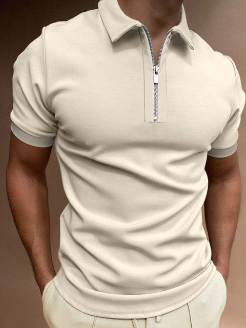 New Summer High Quality Men Polo Shirts High Street Print Casual Short Sleeve Mens Shirts Turn-Down Collar Zipper Polo Shirt Men