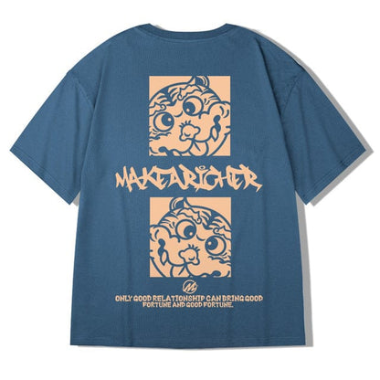ZAZOMDE  Hip Hop Tees T-Shirt Chinese Style Panda Harajuku Loose Men T Shirt Casual Summer New Oversized Male Punk Clothes