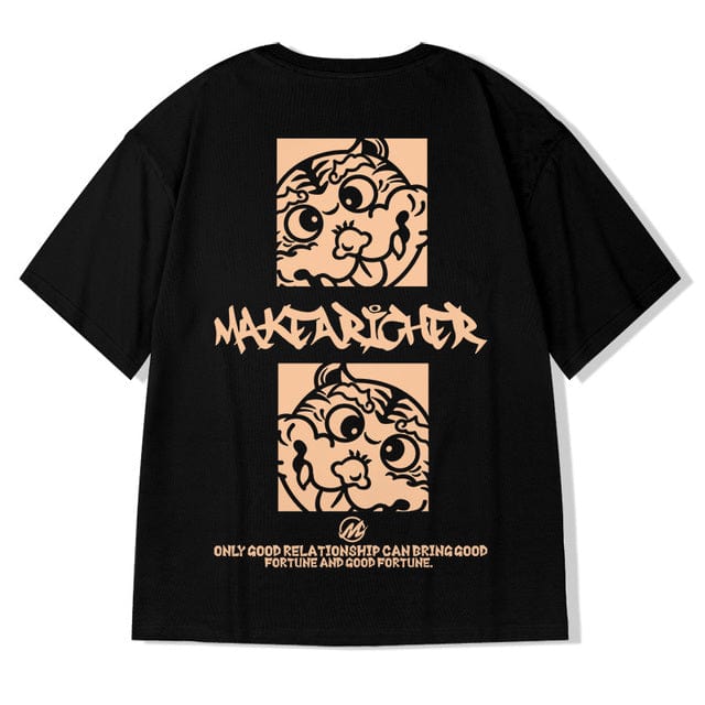 ZAZOMDE  Hip Hop Tees T-Shirt Chinese Style Panda Harajuku Loose Men T Shirt Casual Summer New Oversized Male Punk Clothes