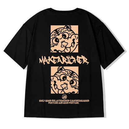 ZAZOMDE  Hip Hop Tees T-Shirt Chinese Style Panda Harajuku Loose Men T Shirt Casual Summer New Oversized Male Punk Clothes