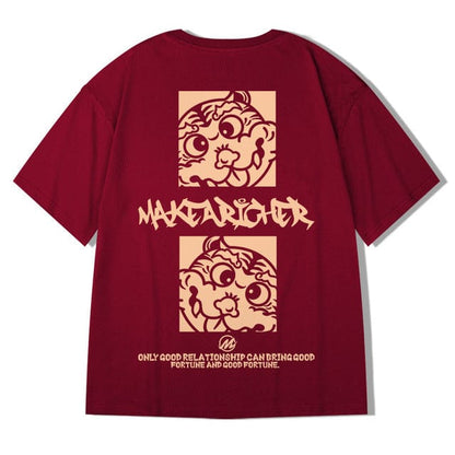 ZAZOMDE  Hip Hop Tees T-Shirt Chinese Style Panda Harajuku Loose Men T Shirt Casual Summer New Oversized Male Punk Clothes