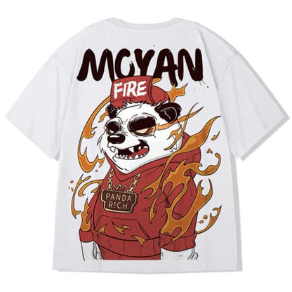 ZAZOMDE  Hip Hop Tees T-Shirt Chinese Style Panda Harajuku Loose Men T Shirt Casual Summer New Oversized Male Punk Clothes