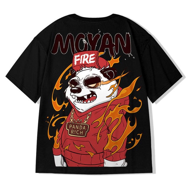 ZAZOMDE  Hip Hop Tees T-Shirt Chinese Style Panda Harajuku Loose Men T Shirt Casual Summer New Oversized Male Punk Clothes