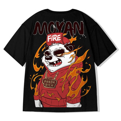 ZAZOMDE  Hip Hop Tees T-Shirt Chinese Style Panda Harajuku Loose Men T Shirt Casual Summer New Oversized Male Punk Clothes