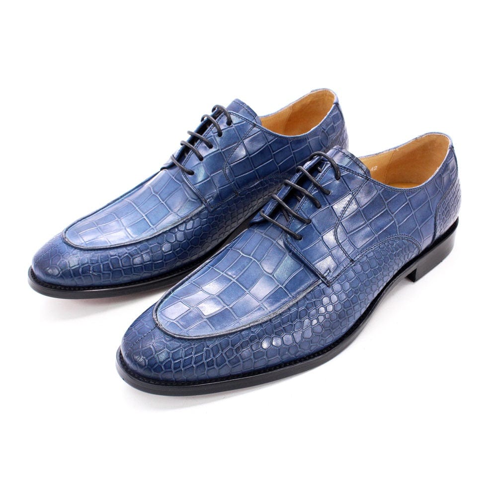 Blue Mens Genuine Leather Shoes Oxford Shoes for Men Luxury Dress Formal Business Pointed Toe Italian Lace Up Wedding Shoes