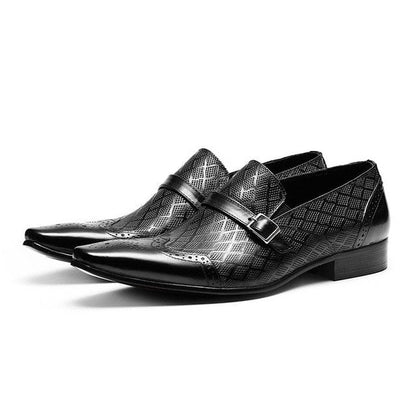 Italy Handmade Men's Dress Shoes Luxury Genuine Leather Party Suit  Summer Male Wedding Flat Slip on Buckle Oxford Loafers