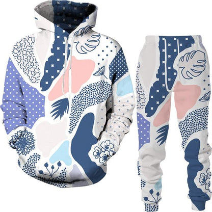 Spring And Autumn Vintage Female/Male Suit Ethnic Style Men's Hoodies Pants Two Piece Set Long Sleeve Men's Clothing Suit