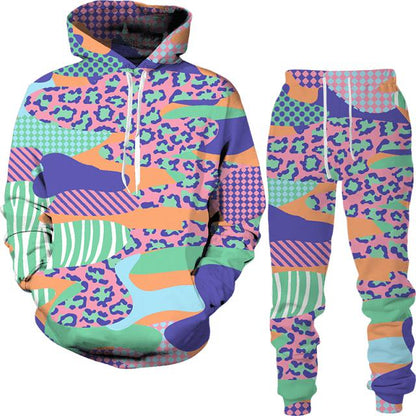 Spring And Autumn Vintage Female/Male Suit Ethnic Style Men's Hoodies Pants Two Piece Set Long Sleeve Men's Clothing Suit