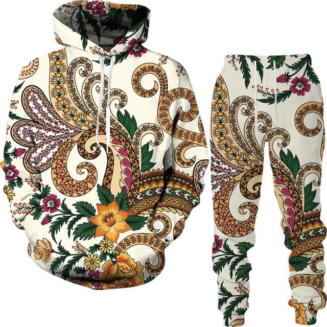 Spring And Autumn Vintage Female/Male Suit Ethnic Style Men&#39;s Hoodies Pants Two Piece Set Long Sleeve Men&#39;s Clothing Suit