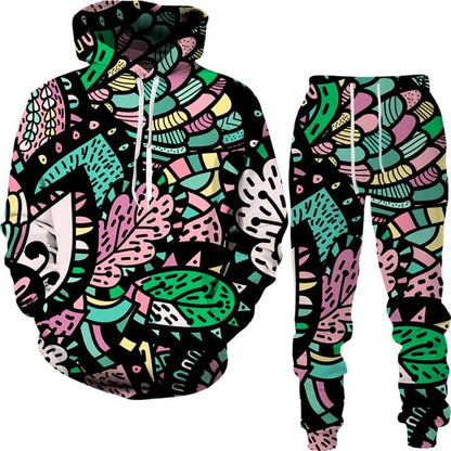 Spring And Autumn Vintage Female/Male Suit Ethnic Style Men's Hoodies Pants Two Piece Set Long Sleeve Men's Clothing Suit