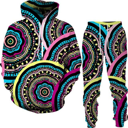 Spring And Autumn Vintage Female/Male Suit Ethnic Style Men's Hoodies Pants Two Piece Set Long Sleeve Men's Clothing Suit