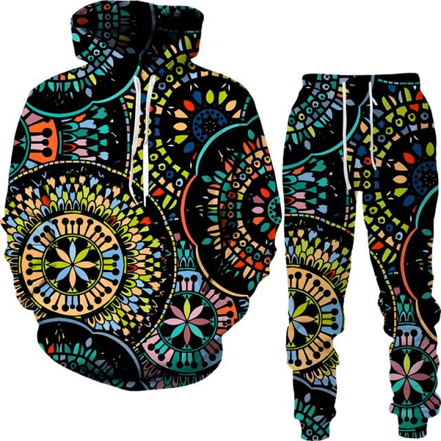 Spring And Autumn Vintage Female/Male Suit Ethnic Style Men&#39;s Hoodies Pants Two Piece Set Long Sleeve Men&#39;s Clothing Suit