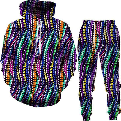 Spring And Autumn Vintage Female/Male Suit Ethnic Style Men's Hoodies Pants Two Piece Set Long Sleeve Men's Clothing Suit