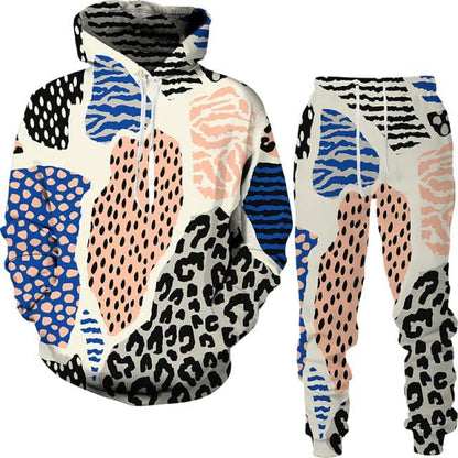 Spring And Autumn Vintage Female/Male Suit Ethnic Style Men's Hoodies Pants Two Piece Set Long Sleeve Men's Clothing Suit