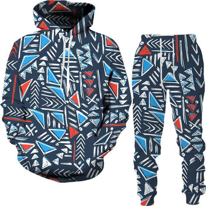 Spring And Autumn Vintage Female/Male Suit Ethnic Style Men's Hoodies Pants Two Piece Set Long Sleeve Men's Clothing Suit