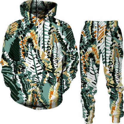 Spring And Autumn Vintage Female/Male Suit Ethnic Style Men's Hoodies Pants Two Piece Set Long Sleeve Men's Clothing Suit