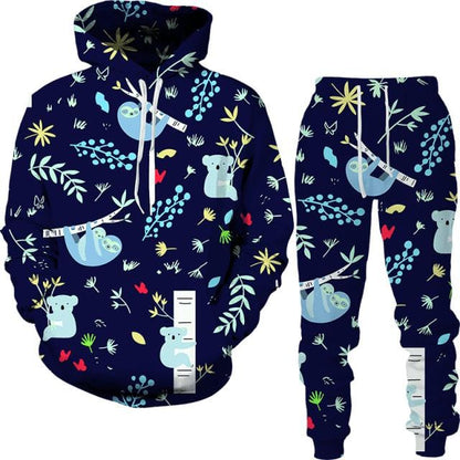 Spring And Autumn Vintage Female/Male Suit Ethnic Style Men's Hoodies Pants Two Piece Set Long Sleeve Men's Clothing Suit