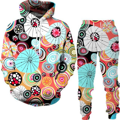 Spring And Autumn Vintage Female/Male Suit Ethnic Style Men's Hoodies Pants Two Piece Set Long Sleeve Men's Clothing Suit