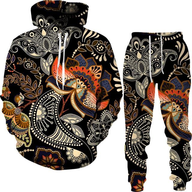 Spring And Autumn Vintage Female/Male Suit Ethnic Style Men&#39;s Hoodies Pants Two Piece Set Long Sleeve Men&#39;s Clothing Suit