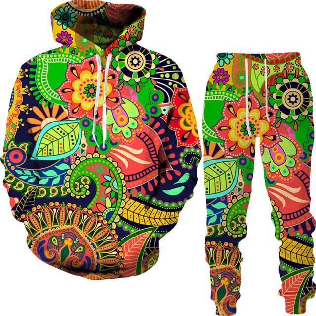 Spring And Autumn Vintage Female/Male Suit Ethnic Style Men&#39;s Hoodies Pants Two Piece Set Long Sleeve Men&#39;s Clothing Suit