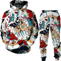 Spring And Autumn Vintage Female/Male Suit Ethnic Style Men's Hoodies Pants Two Piece Set Long Sleeve Men's Clothing Suit