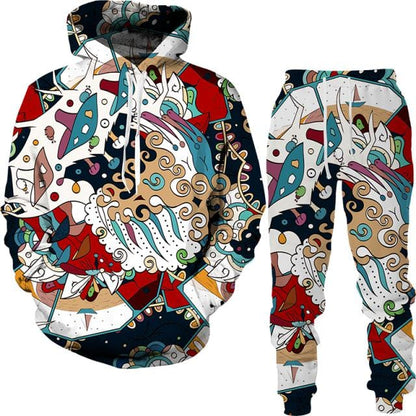 Spring And Autumn Vintage Female/Male Suit Ethnic Style Men's Hoodies Pants Two Piece Set Long Sleeve Men's Clothing Suit