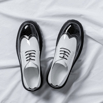 Men's Leather Shoes Fashion Carved Men's Shoes Color Matching Business Dress Leather Shoes Low Top Fashion Men's Shoes