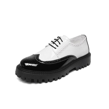 Men's Leather Shoes Fashion Carved Men's Shoes Color Matching Business Dress Leather Shoes Low Top Fashion Men's Shoes