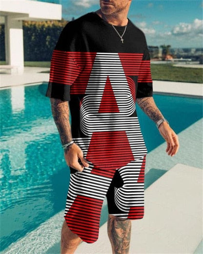 Men's Sets Summer Short Sleeve T-Shirt Suit Fashion 2 Piece Streetwear 3D Print Sports Beach Shorts Tracksuit Male Clothes