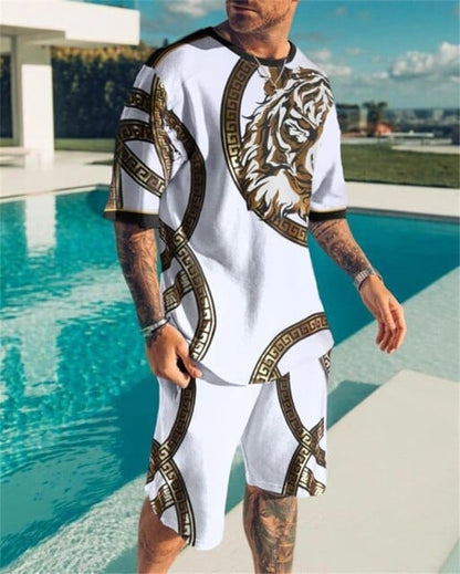 Men's Sets Summer Short Sleeve T-Shirt Suit Fashion 2 Piece Streetwear 3D Print Sports Beach Shorts Tracksuit Male Clothes