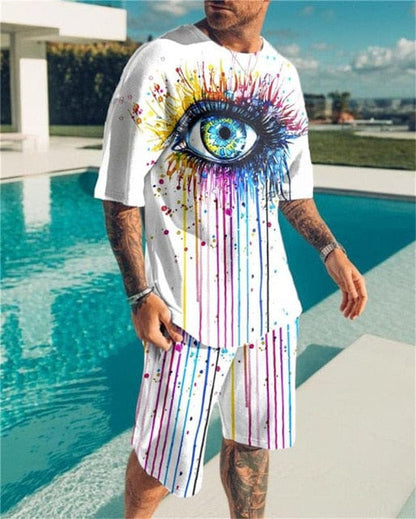 Men's Sets Summer Short Sleeve T-Shirt Suit Fashion 2 Piece Streetwear 3D Print Sports Beach Shorts Tracksuit Male Clothes