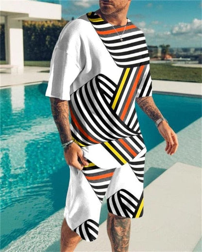 Men's Sets Summer Short Sleeve T-Shirt Suit Fashion 2 Piece Streetwear 3D Print Sports Beach Shorts Tracksuit Male Clothes