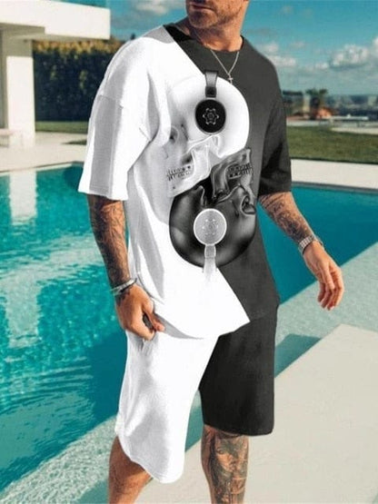 Men's Sets Summer Short Sleeve T-Shirt Suit Fashion 2 Piece Streetwear 3D Print Sports Beach Shorts Tracksuit Male Clothes