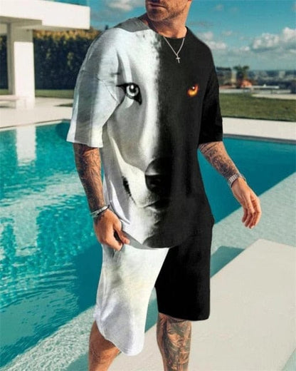 Men's Sets Summer Short Sleeve T-Shirt Suit Fashion 2 Piece Streetwear 3D Print Sports Beach Shorts Tracksuit Male Clothes
