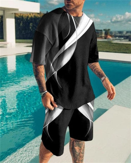 Men's Sets Summer Short Sleeve T-Shirt Suit Fashion 2 Piece Streetwear 3D Print Sports Beach Shorts Tracksuit Male Clothes