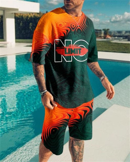 Men's Sets Summer Short Sleeve T-Shirt Suit Fashion 2 Piece Streetwear 3D Print Sports Beach Shorts Tracksuit Male Clothes