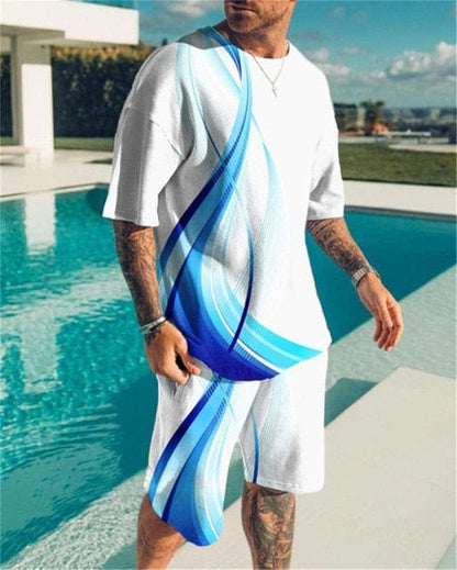 Men's Sets Summer Short Sleeve T-Shirt Suit Fashion 2 Piece Streetwear 3D Print Sports Beach Shorts Tracksuit Male Clothes