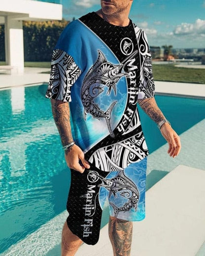 Men's Sets Summer Short Sleeve T-Shirt Suit Fashion 2 Piece Streetwear 3D Print Sports Beach Shorts Tracksuit Male Clothes